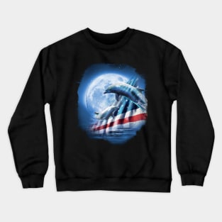 American Flag Dolphins Crewneck Sweatshirt